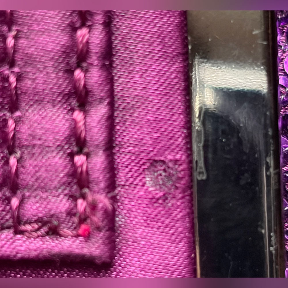 🎀Betseyville 💜 Betsey Johnson Purple Sequin Kiss-Lock Bow Clutch Purse - Picture 13 of 16